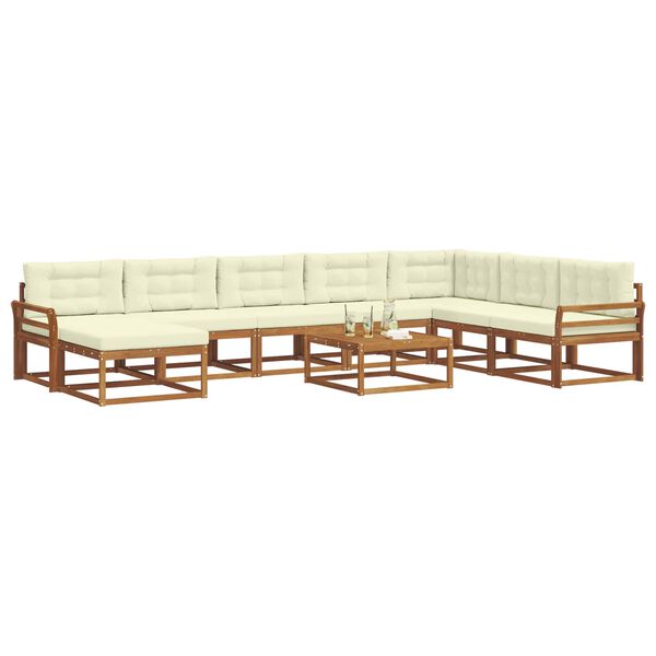 vidaXL Set vanjskih sofa s jastukom 9 pcs Prirodna i krem