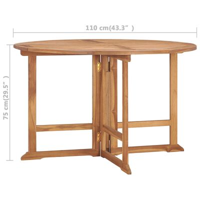vidaXL Sklopivi vrtni blagovaonski stol Ø110x75 cm od masivne tikovine