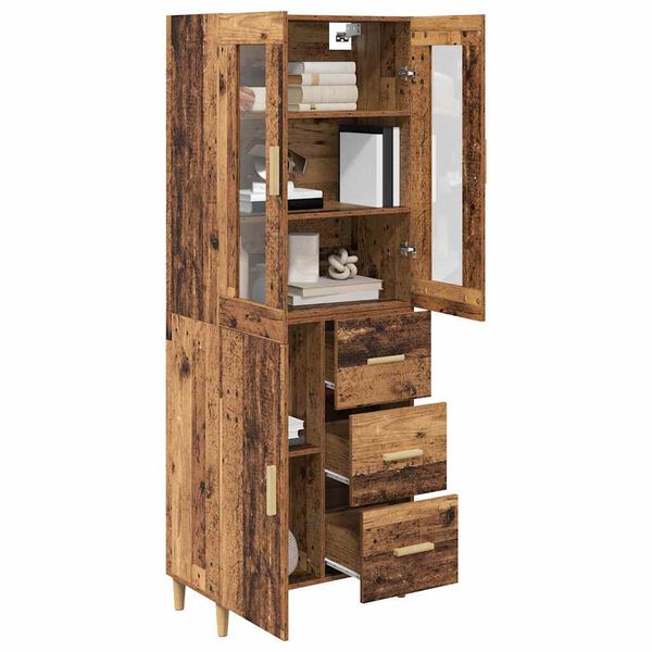 vidaXL Highboard Staro drvo 69,5 x 34 x 180 cm Konstruirano drvo