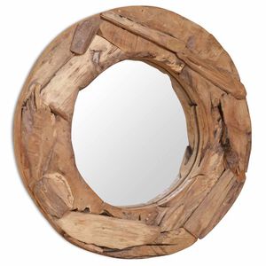 vidaXL Ukrasno Ogledalo od Tikovine 60 cm Okruglo