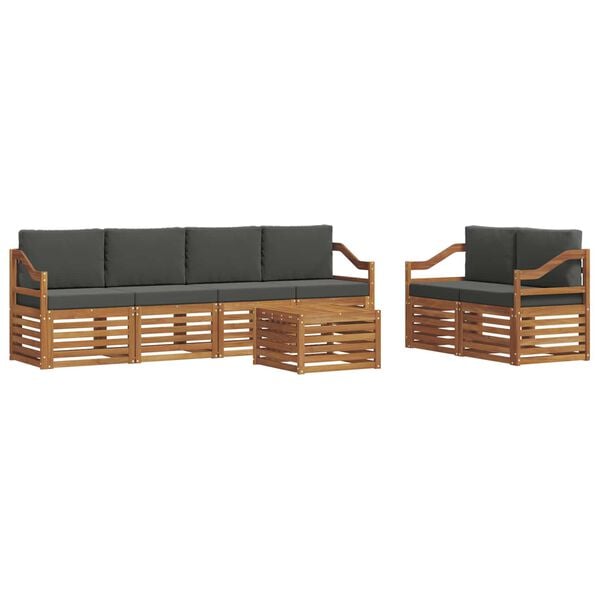 vidaXL Set vanjskih sofa 7 pcs Prirodna i antracit Čvrsto drvo akacije