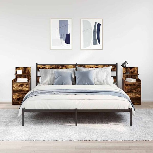 vidaXL Noćni ormarići s 2 ladice 2 kom dimljeni hrast 38x34x80 cm