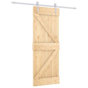 vidaXL Klizna vrata Prirodna i bijela 80 x 210 cm Masivna borovina