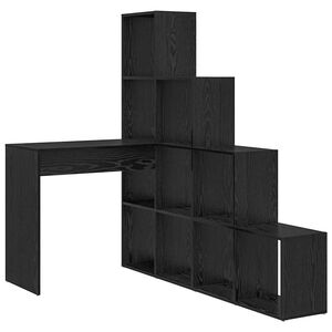 vidaXL Kutni stol s policom Crni hrast 101,5 x 149,5 x 149,5 cm