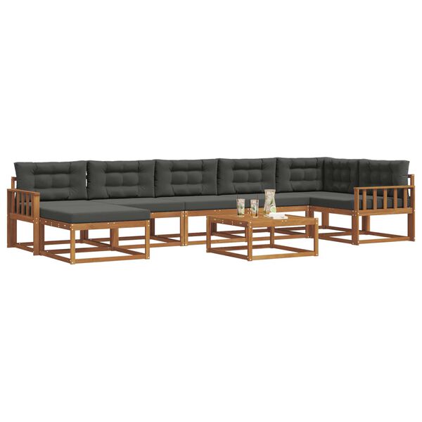 vidaXL Set vanjskih sofa s jastukom 8 pcs Prirodna i antracit