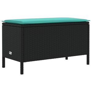 vidaXL Vrtni otoman Crna i Tirkizna 80 x 38 x 42 cm PE ratan