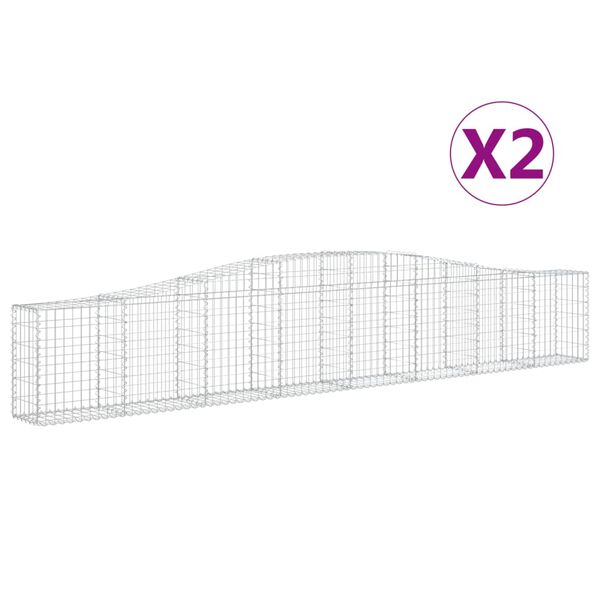 vidaXL Lučne gabionske košare 2 kom 400x30x60/80 cm pocinčano željezo