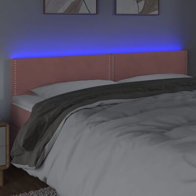 vidaXL LED uzglavlje ružičasto 200x5x78/88 cm baršunasto