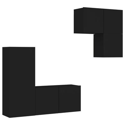 vidaXL 4-dijelni zidni TV elementi crna od konstruiranog drva