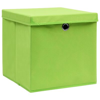 vidaXL Kutije za pohranu s poklopcima 4 kom zelene 32x32x32 cm tkanina