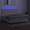 vidaXL Krevet box spring s madracem LED krem 200x200 cm od tkanine