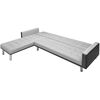 vidaXL Kutna sofa na razvlačenje od tkanine 218x155x69 cm crno-siva