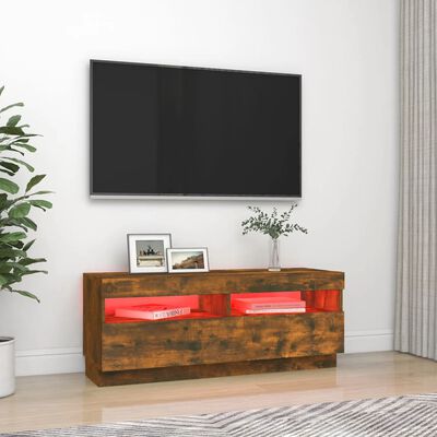 vidaXL TV ormarić s LED svjetlima boja dimljenog hrasta 100x35x40 cm