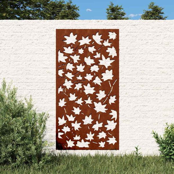 vidaXL Vrtni zidni ukras 105x55 cm čelik CORTEN uzorak javorovog li&scaron;ća