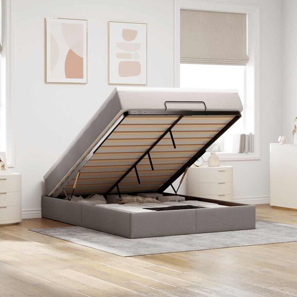 vidaXL Otomanski krevet s madracem smeđesivi 140x200 cm tkanine