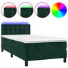 vidaXL Krevet box spring s madracem LED tamnozeleni 90x190 cm bar&scaron;un