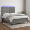 vidaXL Krevet box spring s madracem LED tamnosivi 140x190 cm tkanina