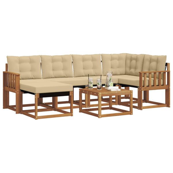 vidaXL Set vanjskih sofa s jastukom 7 pcs Prirodna i bež