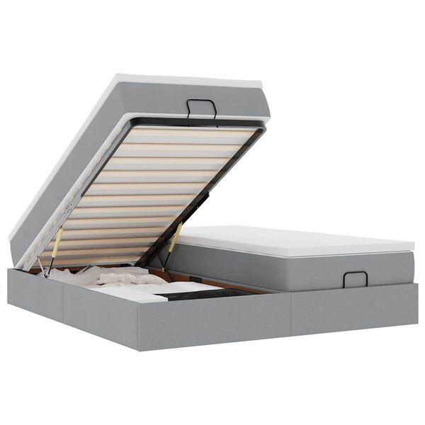 vidaXL Okvir kreveta s madracima svijetlosivi 160x200cm od tkanine