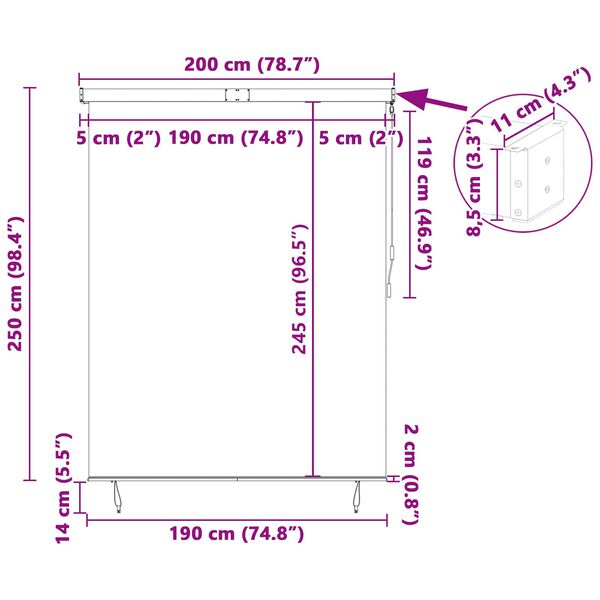 vidaXL Rolo zavjesa sa zavjesama Krema 200 x 250 cm Tkanina i aluminij