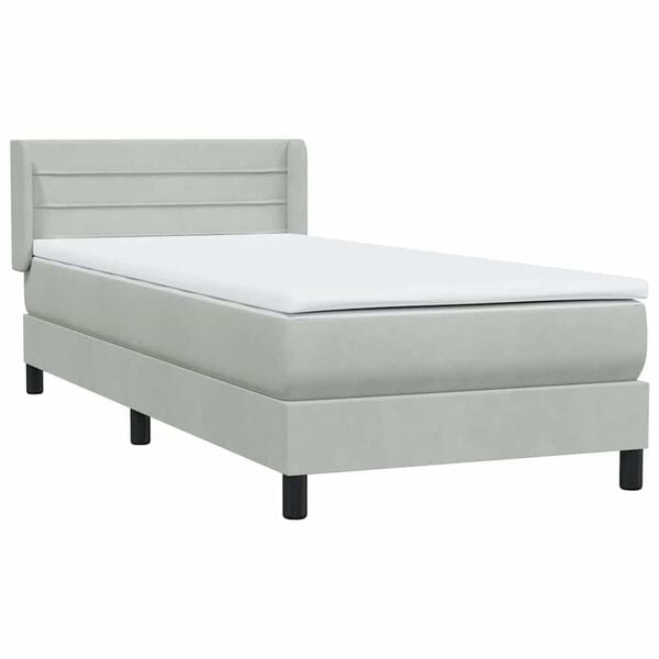 vidaXL Box Spring krevet s madracem svijetlo sivi 90x220 cm bar&scaron;un