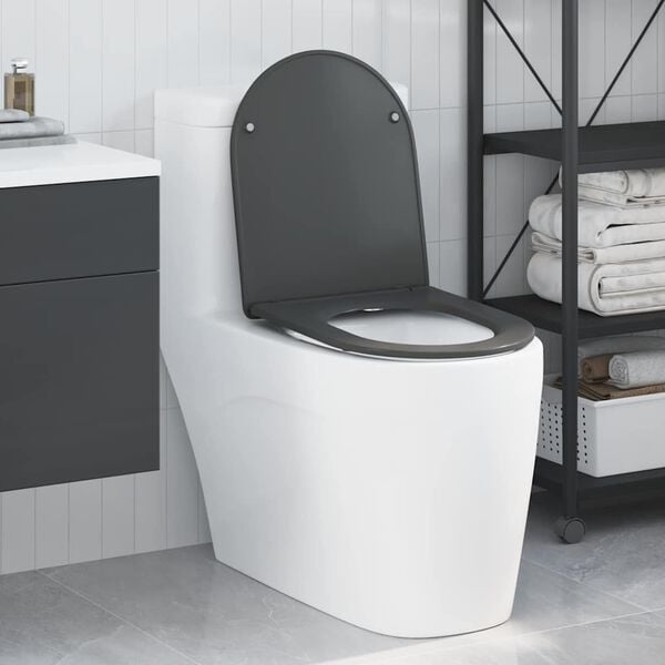 vidaXL Sjedalo za wc s brzim zatvaranjem Antracit 44 x 36.4 x 3.4 cm