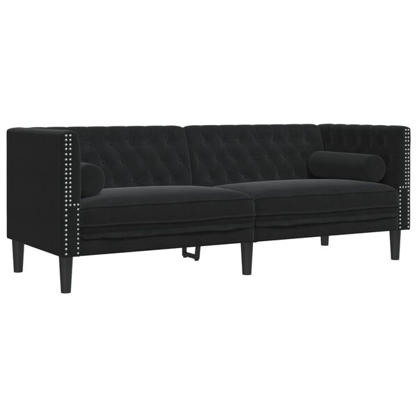 vidaXL 3-dijelni set sofa Chesterfield crni baršunasti