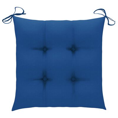vidaXL Blagovaonske stolice s plavim jastucima 4 kom masivna tikovina