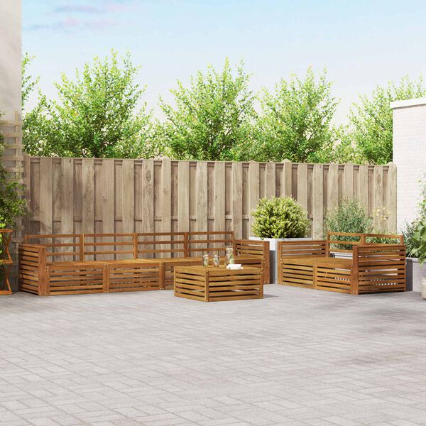 vidaXL Set vanjskih sofa 7 pcs Prirodna Čvrsto drvo akacije