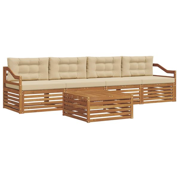vidaXL Set vanjskih sofa s jastukom 5 pcs Prirodna i bež