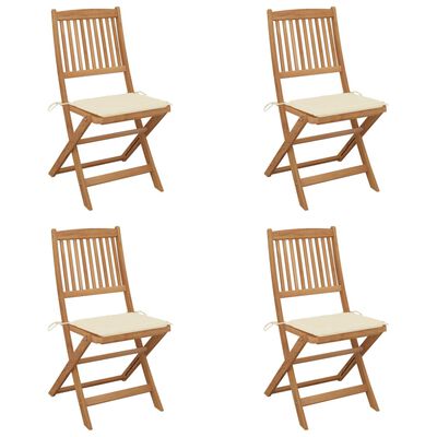 vidaXL Sklopive vrtne stolice s jastucima 4 kom od bagremovog drva