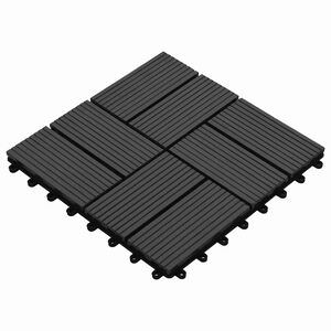 vidaXL Pločice za decking 11 pcs Crna 30 x 30 cm Drvoplastična smjesa