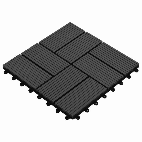 vidaXL Pločice za decking 11 pcs Crna 30 x 30 cm Drvoplastična smjesa