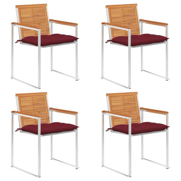 vidaXL Vrtne stolice s jastucima 4 kom od masivnog bagremovog drva