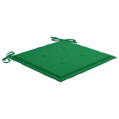 vidaXL Stolica za ljuljanje sa zelenim jastukom od masivne tikovine