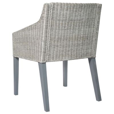 vidaXL Blagovaonska stolica s jastukom siva od prirodnog ratana