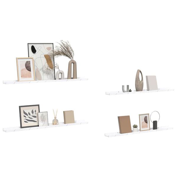 vidaXL Polica na zidu s policom 4 pcs Bijeli mramor 100 x 9 x 3 cm