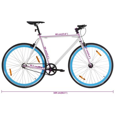 vidaXL Bicikl s fiksnim zupčanikom bijelo-plavi 700c 59 cm