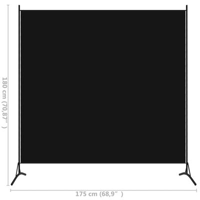 vidaXL Sobna pregrada crna 175 x 180 cm od tkanine