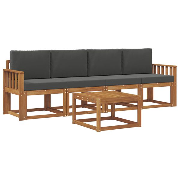 vidaXL Set vanjskih sofa s jastukom 5 pcs Prirodna i antracit