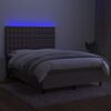 vidaXL Krevet box spring s madracem LED smeđesivi 140x190 cm tkanina