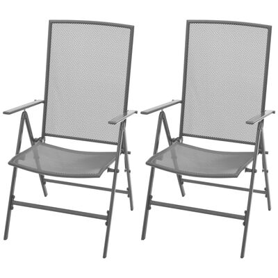 vidaXL Vrtne složive stolice 2 kom čelik sive