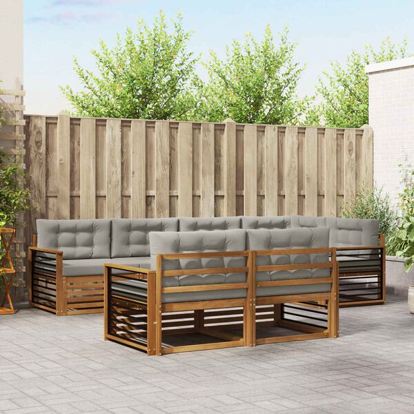 vidaXL Set vanjskih sofa s jastukom 7 pcs Prirodna i svijetlo siva