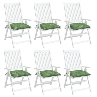 vidaXL Jastuci za stolice 6 kom s uzorkom lišća 40x40x7 cm od tkanine