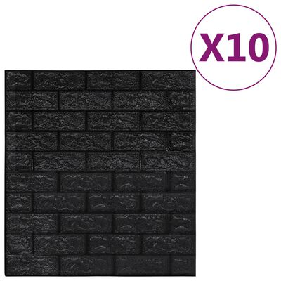 vidaXL 3D zidne tapete s uzorkom cigli samoljepljive 10 kom crne