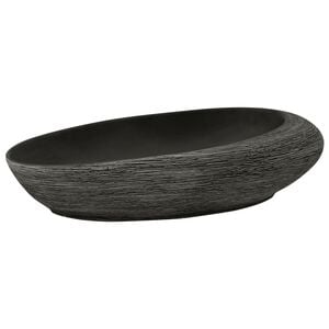 vidaXL Nadgradni umivaonik sivo-crni ovalni 59x40x14 cm keramički