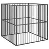 vidaXL Ograda za pse s 4 panela crna od pocinčanog čelika