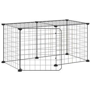 vidaXL Kavez za ljubimce s 8 panela i vratima crni 70x35x35 cm čelični