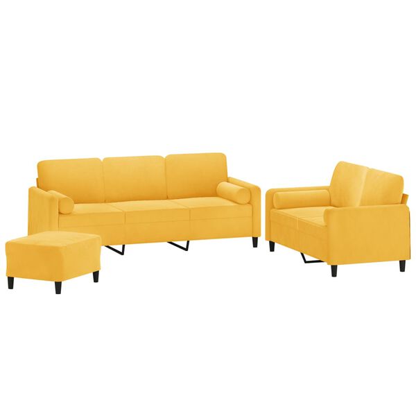 vidaXL 3-dijelni set sofa s jastucima žuti bar&scaron;unasti