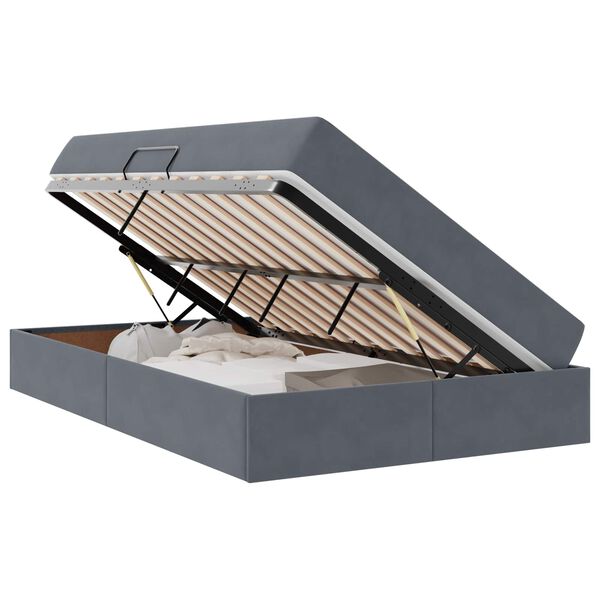 vidaXL Krevet s madracem i skladištem Tamno siva 120 x 200 cm Baršun